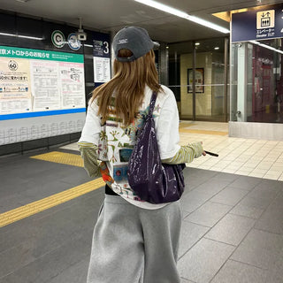 Striped boat neck long-sleeved T-shirt
