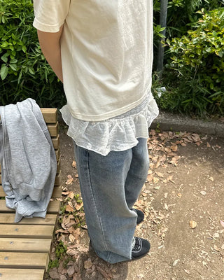Flower embroidered layered wrap skirt