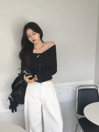 One-shoulder shirred T-shirt