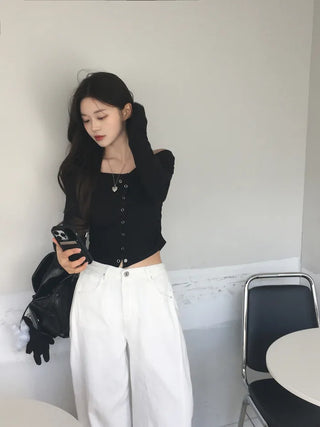 One-shoulder shirred T-shirt