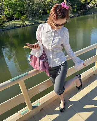Lace hem capri leggings pants