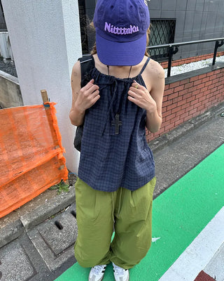 Checked Shirred Camisole