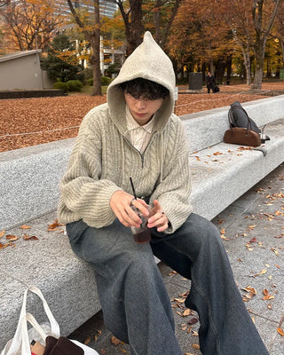 (Unisex) Cable Half-Zip Knit