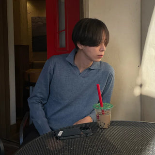 Half-open collar knit
