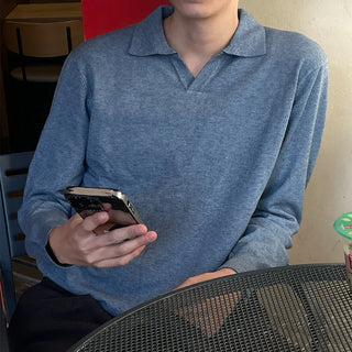 Half-open collar knit