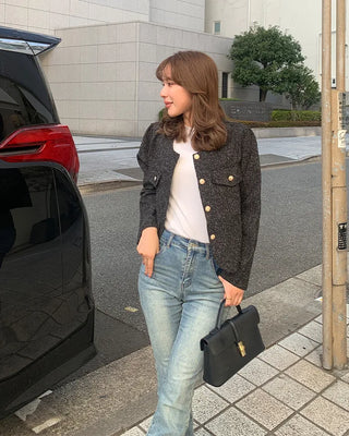 Gold button tweed jacket