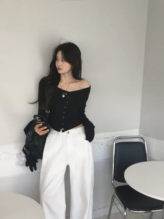 One-shoulder shirred T-shirt
