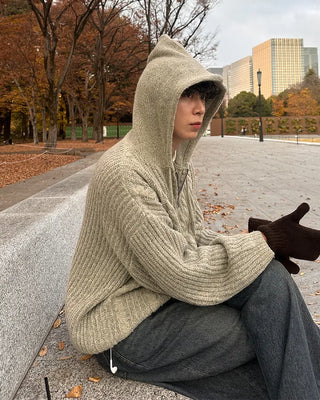 (Unisex) Cable Half-Zip Knit