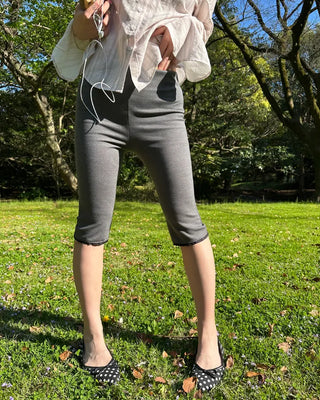 Lace hem capri leggings pants