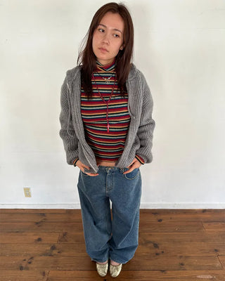 (Unisex) Rib-Knit Zip-Up Hoodie