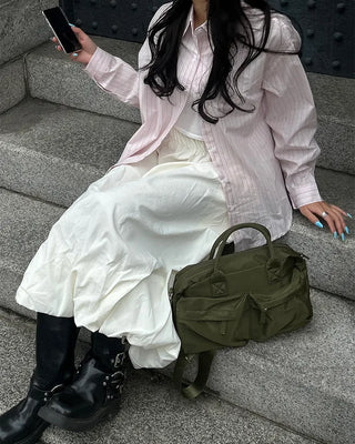 Elastic waist balloon nylon skirt