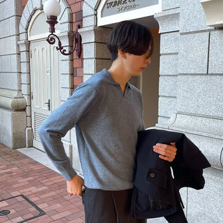 Half-open collar knit