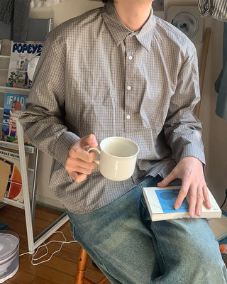 (Unisex) Check Pattern Long-Sleeve Shirt