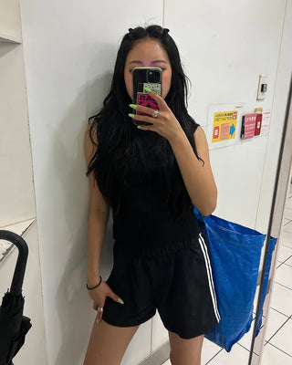 2-line elastic waist shorts
