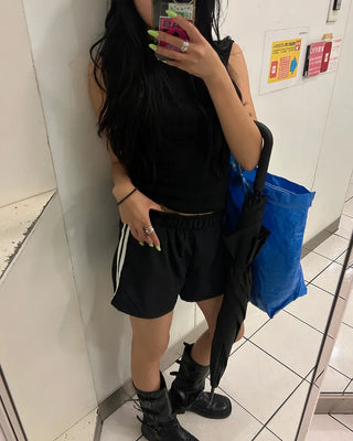 2-line elastic waist shorts