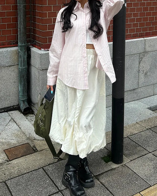 Elastic waist balloon nylon skirt