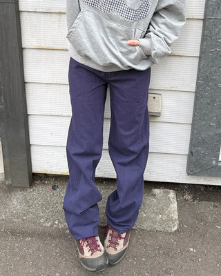 Herringbone wide cotton pants