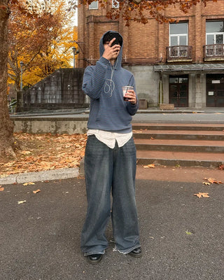 (Unisex) Brushed Fleece Slim Feed Border Hoodie
