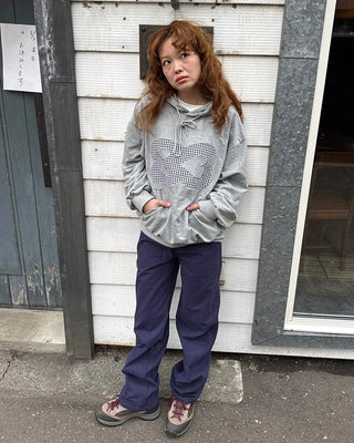 Herringbone wide cotton pants