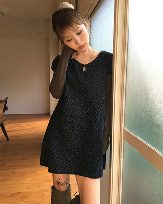 Teardrop neck gauze quilted tunic