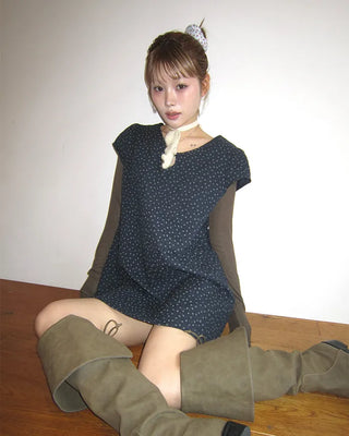Teardrop neck gauze quilted tunic