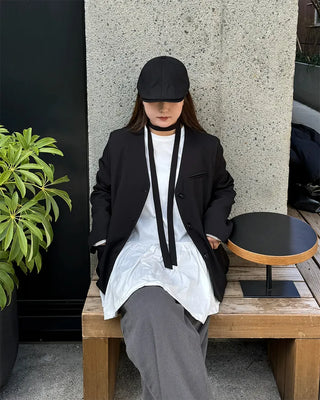 V-neck tie set jacket