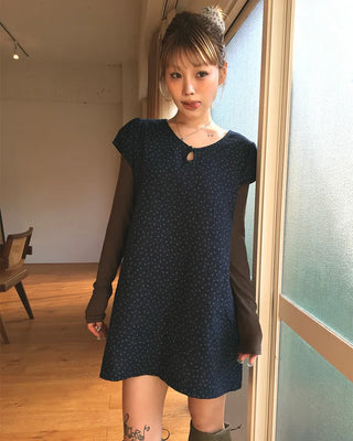 Teardrop neck gauze quilted tunic