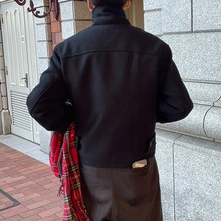 Button-collar half coat