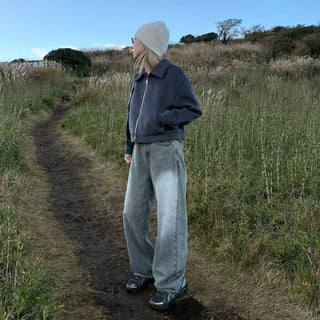 Suede color zip-up jacket