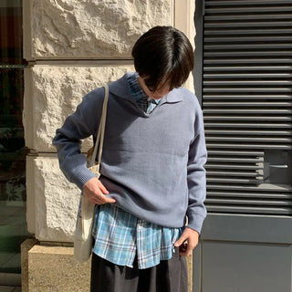 Open-collar knit