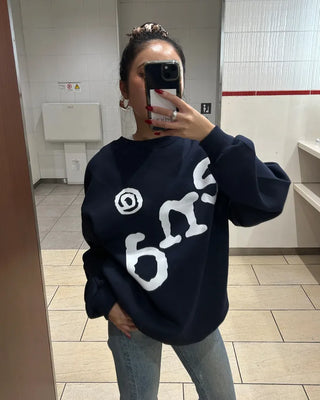 (Unisex) end lettering brushed fleece sweatshirt