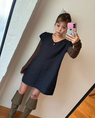 Teardrop neck gauze quilted tunic