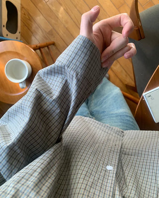 (Unisex) Check Pattern Long-Sleeve Shirt