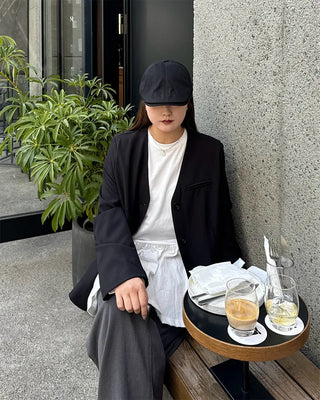 V-neck tie set jacket