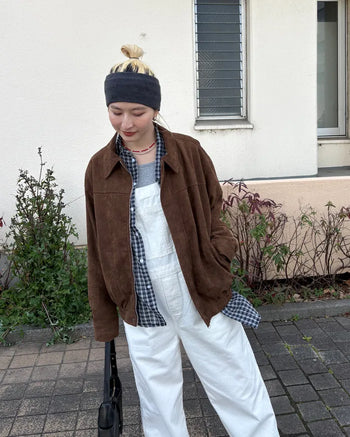 Suede Yoke Line Point Zip-Up Blouson