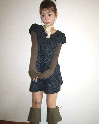 Lace plunging pointed hem slim cut and sew