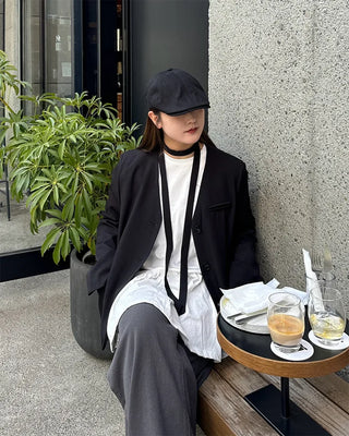 V-neck tie set jacket