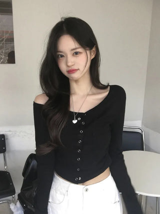 One-shoulder shirred T-shirt
