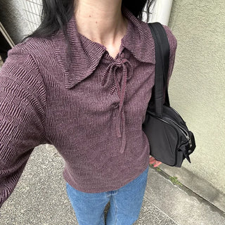 Eyelet color T-shirt