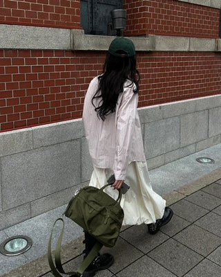 Elastic waist balloon nylon skirt