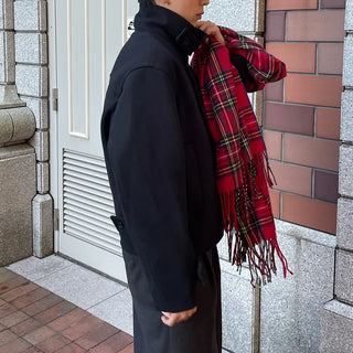 Button-collar half coat