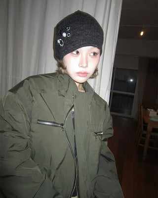 Multi-button slub beanie
