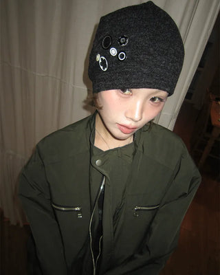 Multi-button slub beanie