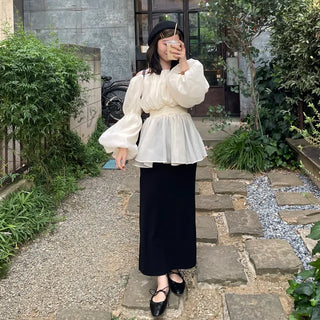 Off-shoulder chiffon blouse dress