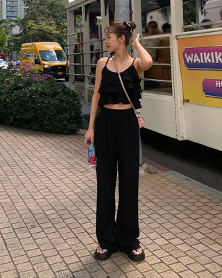 Wrinkle Tiered Camisole & Pants Set