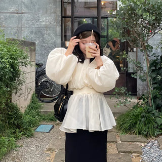 Off-shoulder chiffon blouse dress