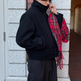 Button-collar half coat