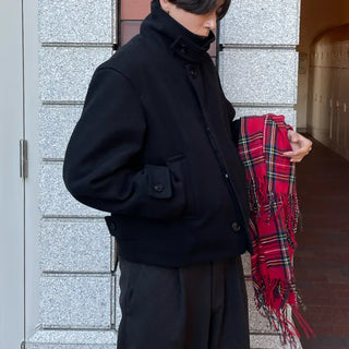 Button-collar half coat