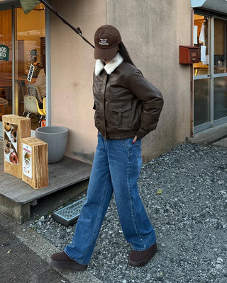 Stud Point Wide Semi-Bootcut Denim Pants