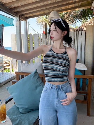 Halter neck knit sleeveless top (2 colors)
